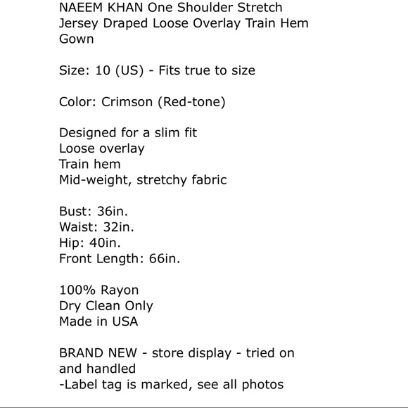 NAEEM KHAN One Shoulder Jersey Draped Train Gown - Picture 11 of 11